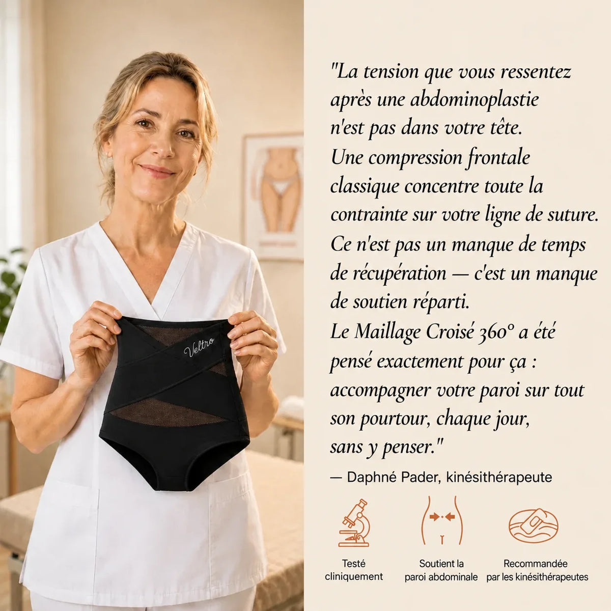 Culotte gainante post-abdominoplastie à bande croisée 360°