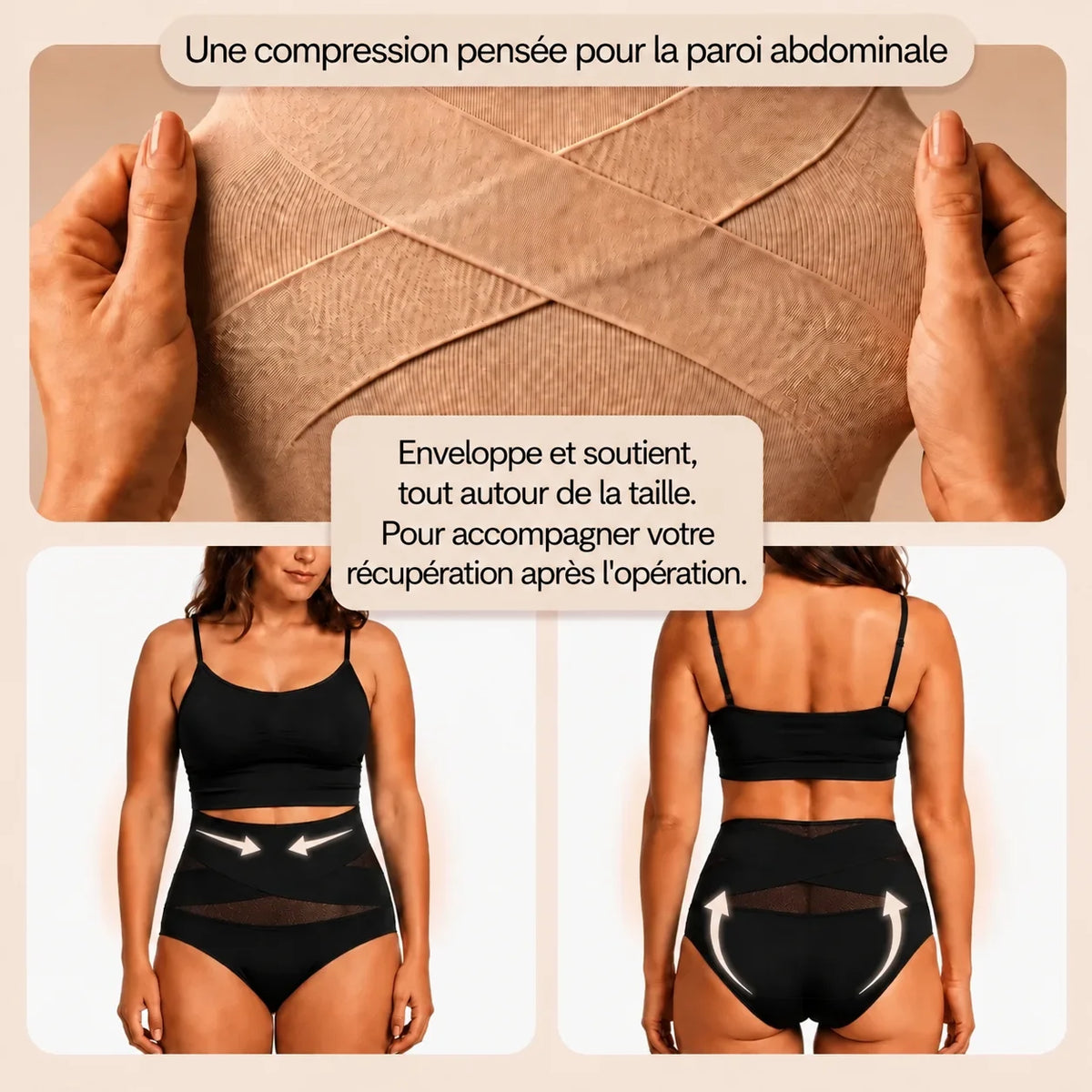Culotte gainante post-abdominoplastie à bande croisée 360°