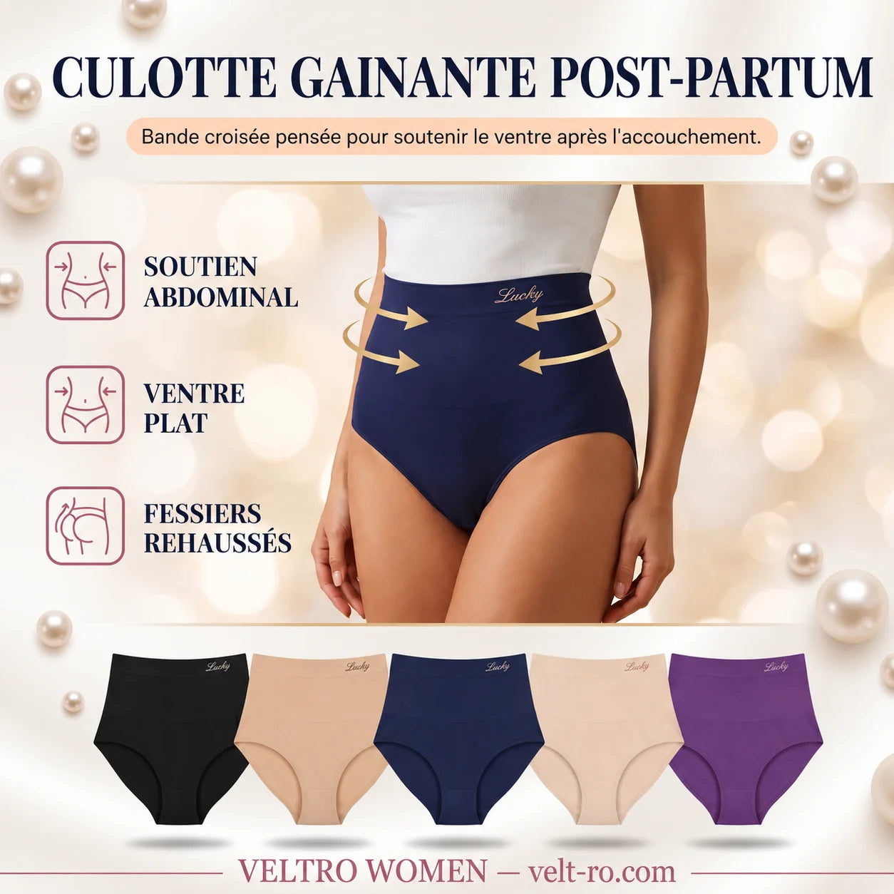 Culotte gainante post-partum à bande croisée 360°