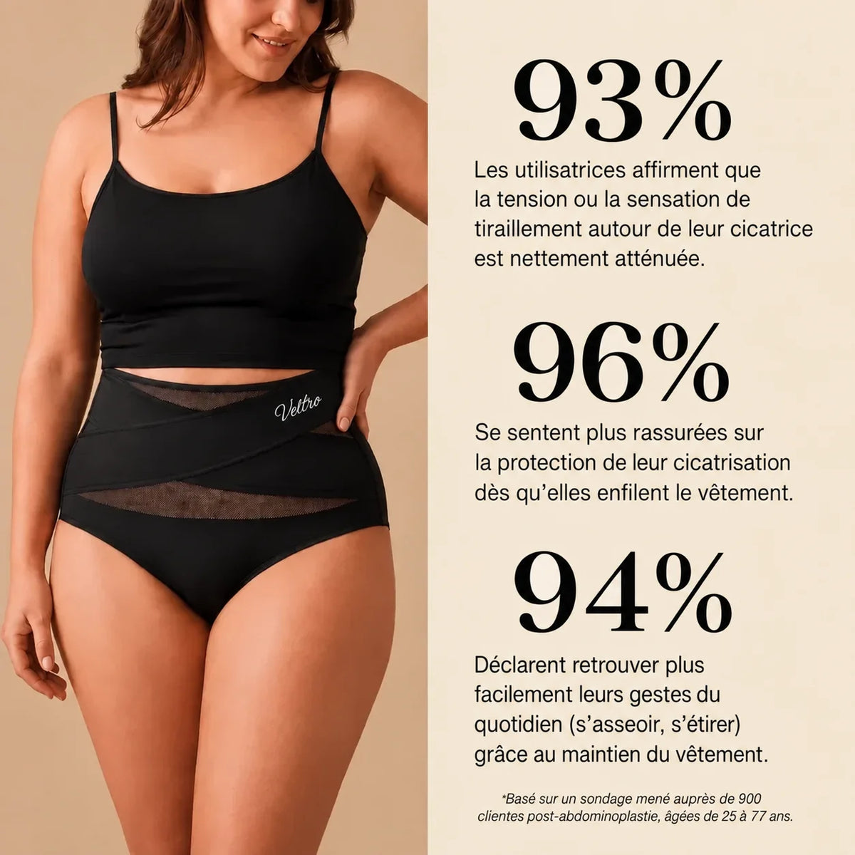 Culotte gainante post-abdominoplastie à bande croisée 360°