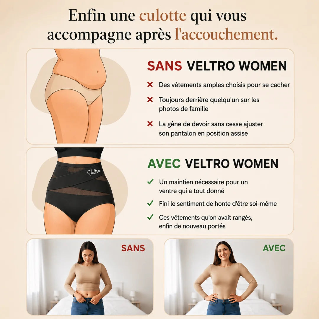 Culotte gainante post-partum à bande croisée 360°