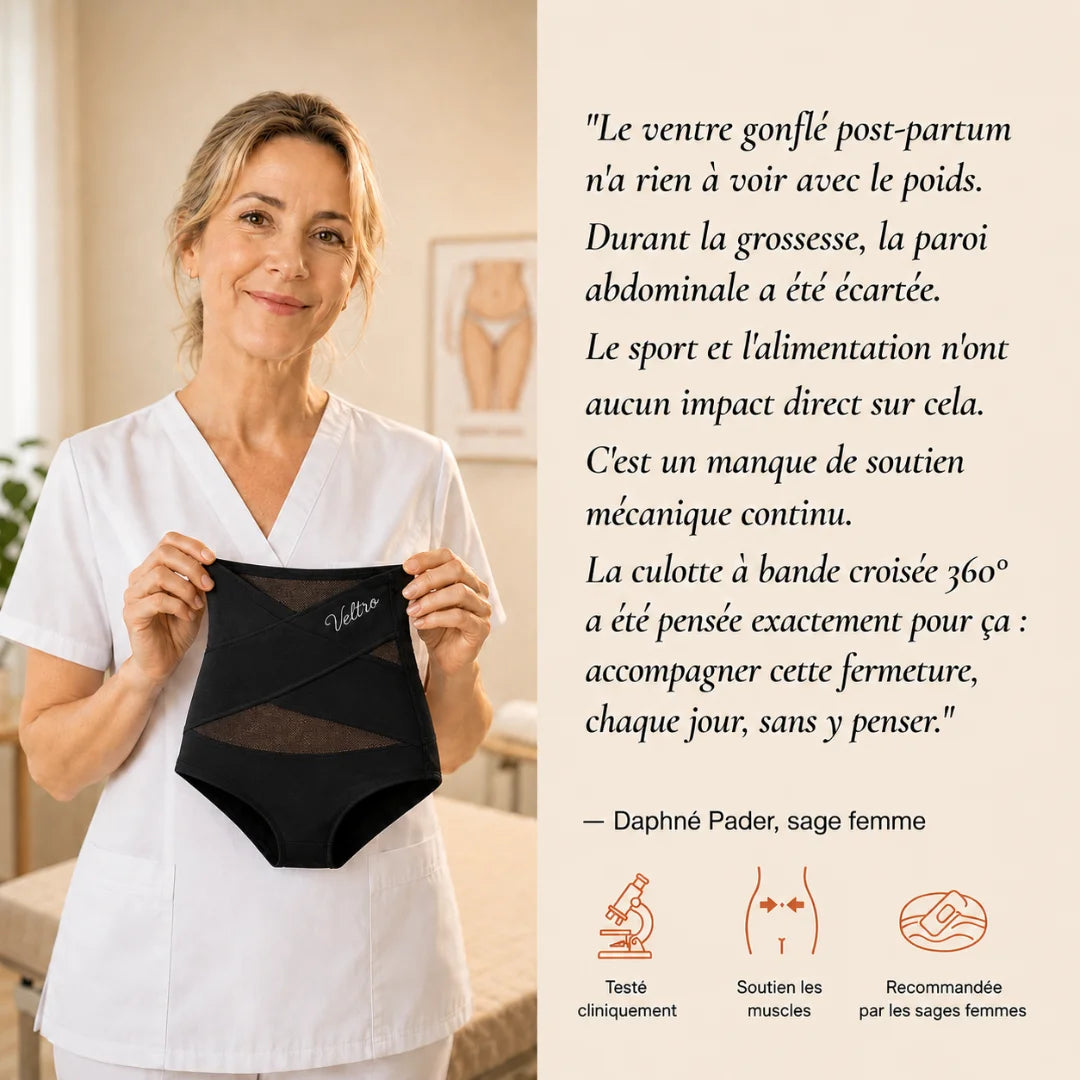 Culotte gainante post-partum à bande croisée 360°